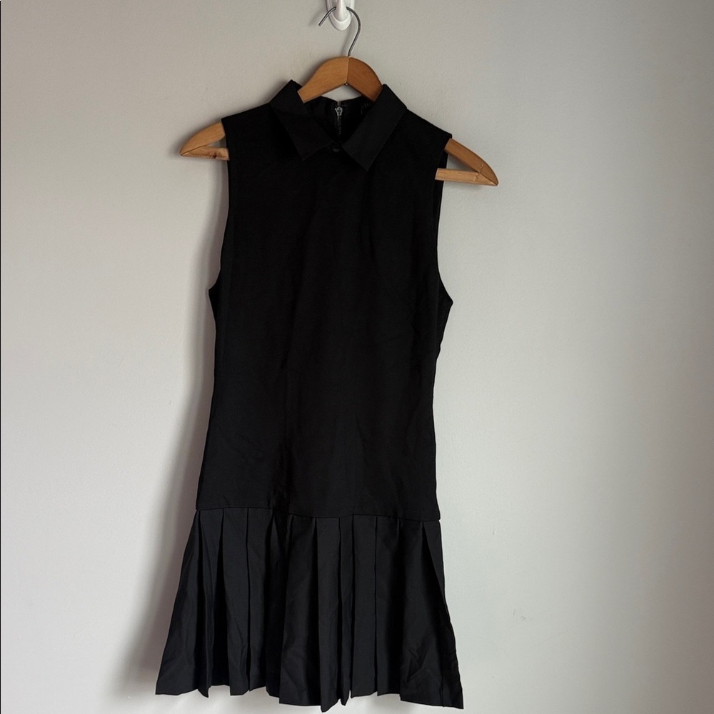 NEW Alice and Olivia Collared Pleated Drop Waist Dress 4 - Picture 2 of 14